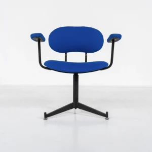 Mid-Century Modern Bleu Swivel Desk Chair