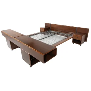 Mid-Century Modern Bed with Nightstands by Fabio Lenci for Bernini, Italy, 1970s