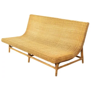Mid-Century Modern Wicker Bench, Italy, 1970s