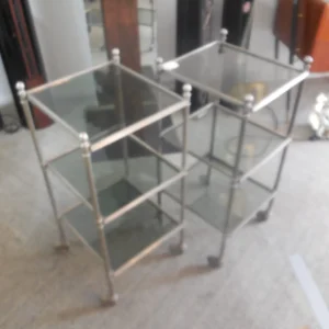 Pair of Mid Century Steel and Glass Side Tables