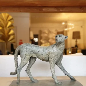 Large Bronze "Cheetah Standing" by Damien Colcombet