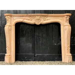 Pink Marble Fireplace in the Style of Louis XV