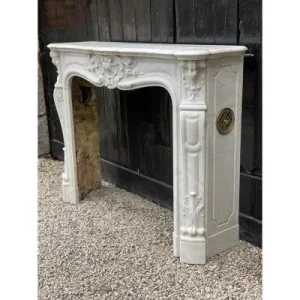 White Carrara Marble Fireplace int he Style of Louis XIV