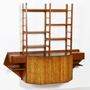 Teak and Bamboo Desk Attributed to Osvaldo Borsani