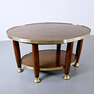 Art Nouveau Table In The Style Of Adolf Loos, Wood And Brass