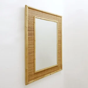 Italian Bamboo And Rattan Mirror, 1970s