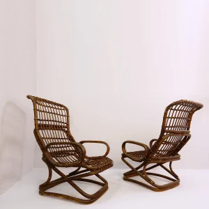 Pair of Cane Chairs by Tito Agnoli