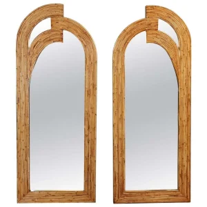Pair of mid-century Rattan Mirrors