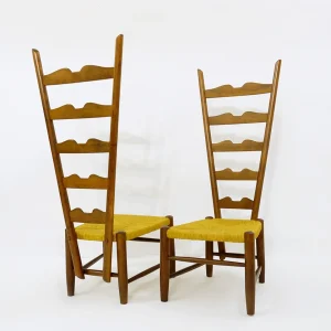 Pair of tall mid Century Chairs by Gio Ponti