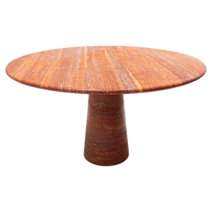 Contemporary Italian Red Travertine Dining Table