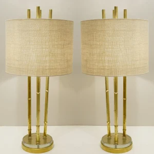 Pair of Brass Bamboo Style Table Lamps