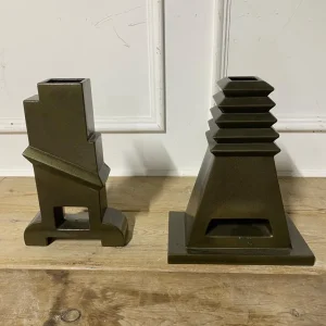 Mid-Century Pair of Black Florio Vases