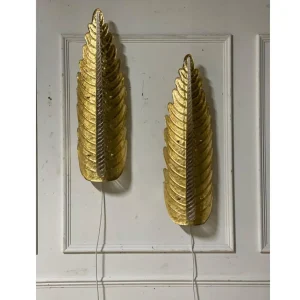 Large Italian Golden-Leafed Wall Sconces