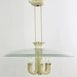 Italian Glass Chandelier by Pietro Chiesa for Fontana Arte