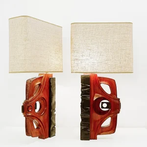 Pair of Sculpted Table Lamps by Gianni Pinna
