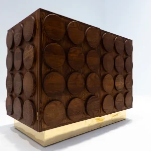 Contemporary Italian Chest in Wood and Brass