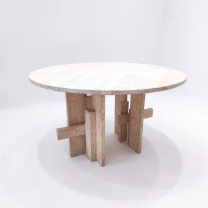 Mid-Century Modern Travertine Dining Table