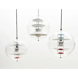 Set of 3 Mid-Century Verpan Glass Globe Suspension Lamps by Verner Panton