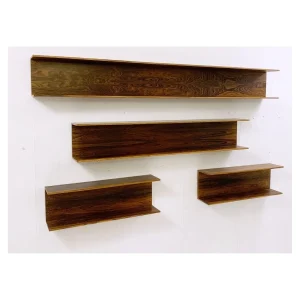 Set of 4 Mid Century Wooden Shelves