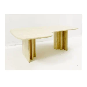 Mid-Century Modern Boomerang Travertine Coffee Table