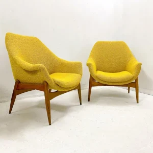 Mid-Century Pair of Yellow Armchairs by Julia Gaubek
