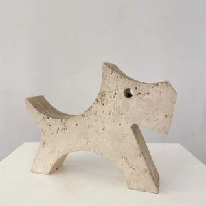 1970's Travertine Dog Sculpture by Fratelli Mannelli