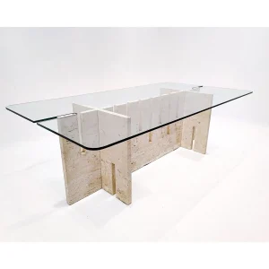 Mid-Century Modern Italian Travertine Dining Table