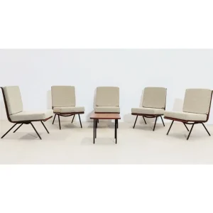 Set of 5 Mid Century Lounge Chairs & Coffee Table by Franco Campo & Carlo Graffi