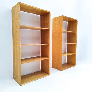 Pair of Mid Century Wooden Book Shelves by Derk Jan de Vries