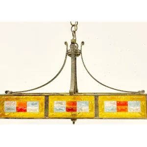 Mid Century Stained Glass Suspension Light by Poliarte