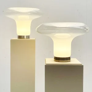 Pair of Mid Century Murano Glass ''Lesbo'' Table Lamps by Angelo Mangiarotti