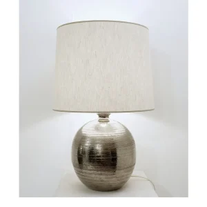 Mid Century Silver Enameled Ceramic Table Lamp