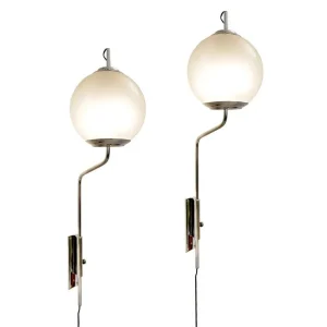 Pair of Luigi Caccia Dominioni "Pallone" Brass Wall Sconces