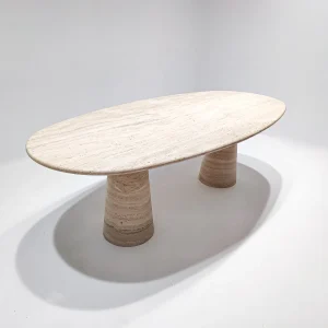 Large Contemporary Modern Travertine Dining Table