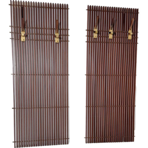 Mid-Century Modulable Slatted Wood and Brass Coat Rack, Italy 1950s