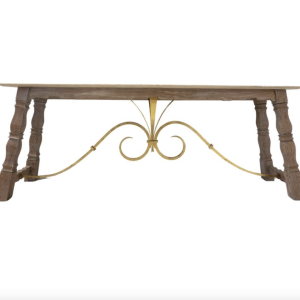 Large Wood and Travertine Console, 1940s