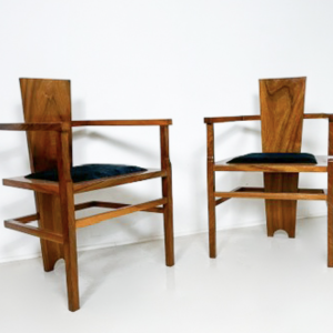 Pair of Walnut Armchairs, 1940s