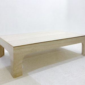 Mid-Century Modern Travertine Coffee Table by Willy Rizzo, Italy, 1960s