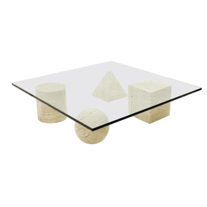 Mid Century "Metaphora" Coffee Table by Massimo and Lella Vignelli, Travertine