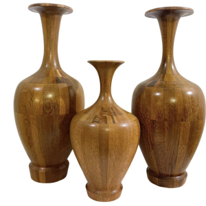 Set of 3 Wooden Vases by De Coene, 1950s