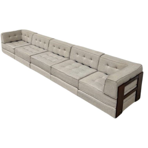 Mid-Century Modern Large Sofa, Wood and Orignal Upholstery