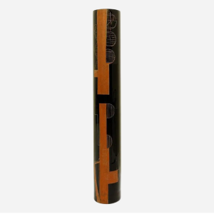 A. Riecke Cylindrical Vase in Black Engraved Glass Signed and Dated