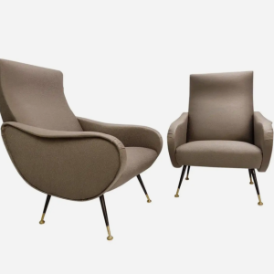 Pair of Italian Mid Century Modern Armchairs in the Style of Marco Zanuso