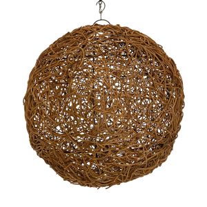 Mid Century Italian Oversized Rattan Ball Chandelier