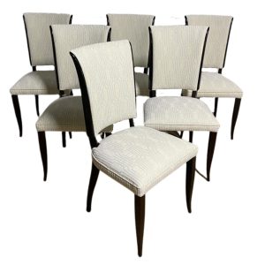 Set of 6 French Art Deco Cream Dining Chairs