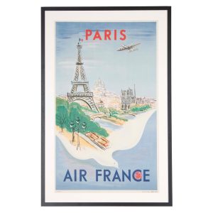 Vintage Framed Air France Paris Poster