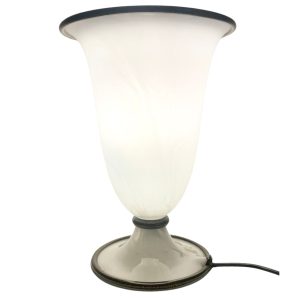 Mid Century Modern White Murano Glass Table Lamp by Barovier & Toso