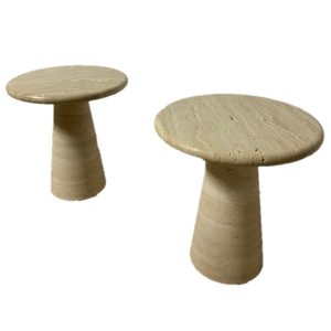 Mid Century Style Travertine Side Tables