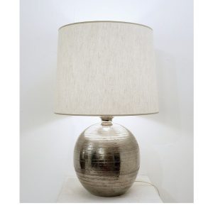 Mid Century Silver Enameled Ceramic Table Lamp