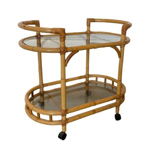 Mid Century Modern Bamboo Drinks Trolley